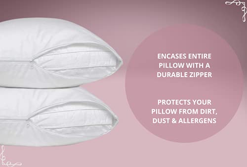 Zippered Pillow Protectors 4 Pack - 100% Cotton Breathable Pillow Covers - Protects From Dirt, Dust, And Debris (King - Set Of 4 - 20X36) #TOP6
