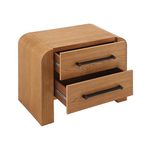Christopher Knight Home Rulor Modern Nightstand with Drawers, Bedroom Wood Nightstand with Metal Handles, Modern Bedside Table with Drawers, Wooden End Table with Storage, Natural - Image 5