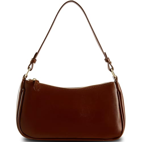 Shoulder Bags for Women Leather Hobo Sling Tote Handbag Retro Clutch Purse with 2 Removable Straps and Zipper Closure (brown)
