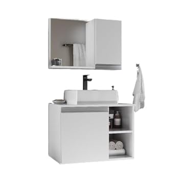 Conjunto Armario Gabinete 60cm(Madeirado/preto)