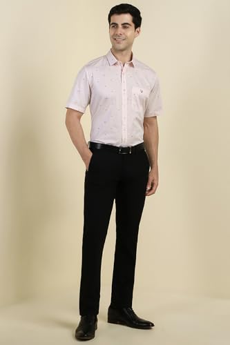 Image of Allen Solly Men Peach Print Half Sleeves Formal Shirts