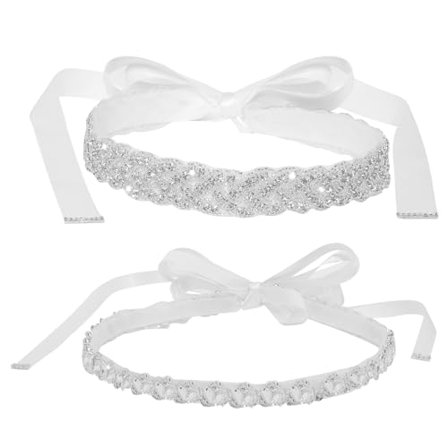 2pcs Bridal Rhinestone Wedding Waist Belt for Women Silver Bling Belt Bridal Wedding Bridesmaid Dresses Handmade Crystal Ribbon Belt Waist Accessories