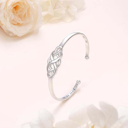 DAOCHONG Sterling Silver Sideways Cross Bangle - Faith Hope Love Engraved Bracelet With Love Heart Circle for Women, Sister, Girlfriend Gift3