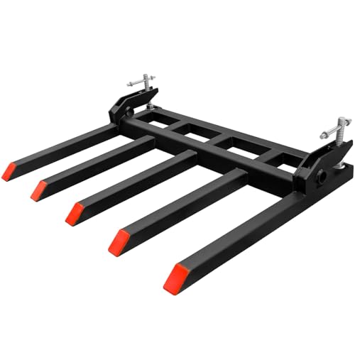 Clamp on Debris Forks to 48 Bucket with Double Nuts 2500 LBS Heavy-Duty Pallet Fork Attachments & Quick Attach for Loader Skid Steer Tractor