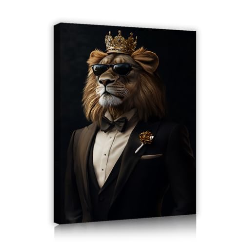Portrait d’animal lion en costume noir tirage d'art CHERHERART 45x60