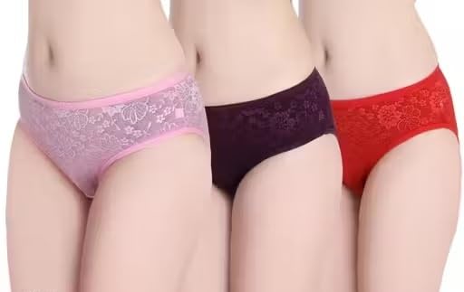 Soft Netted Women’s Panty Set Comfortable Breathable Design for Daily Use Pack of 3 Pieces Multi 1 S-image-20
