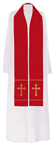 Church Atelier Clergy Stole Embroidered with Cross Symbol Red