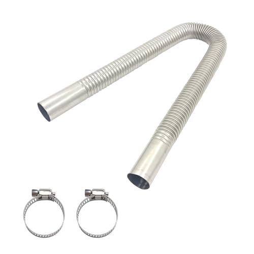 Bawkars 3 PCS 23.6 Inch Stainless Steel Flexible Exhaust Pipe Hose, Diesel Heater/Generator Exhaust Extension Kit with 2 Adjustable Hose Clamps, Diesel Heater Accessories