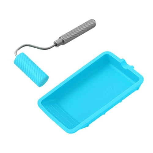 Rodillo de pintura con bandeja, herramienta de pintura de esquina de aleación de aluminio para manualidades, plantillas, molduras de puerta, 5.24 x 1.89 pulgadas, 2 piezas