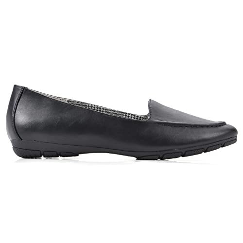 Cliffs By White Mountain Women's Gracefully Pointed-Toe Flat, Black/Smooth, 8.5 M #TOP2