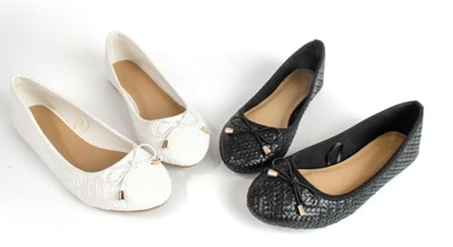 Women's Flats Shoes Faux Leather Woven Round Toe Dressy Ballet Flat Comfortable Ladies Office Work Shoes2