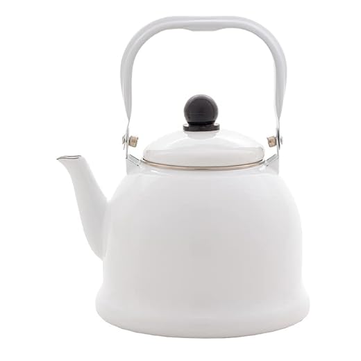 Mimo Style Chaleira Retrô na Cor Branca 1700ml, em Ferro Esmaltado. Sirva Chás, Chocolate Quente, Leite, Café e Outras Bebidas Com Todo Charme. Resistente e Durável, Produto é Ideal Para o Dia a Dia