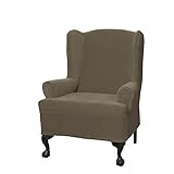 MAYTEX Collin Stretch 1-Piece Slipcover Wing Chair, Moss
