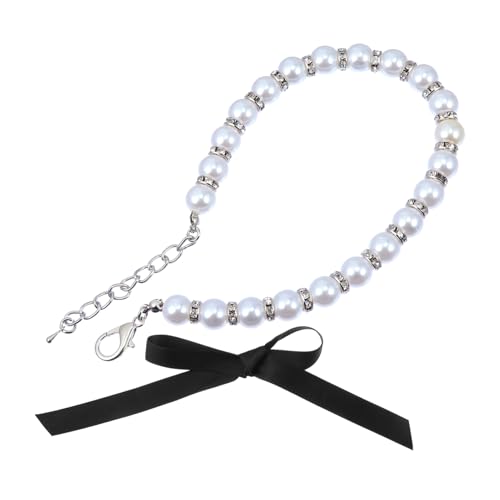 Abaodam ペット用ファッショナブルパール首輪 猫 犬用 ジュエリー調節可能 おしゃれな結婚式アクセサリー 快適素材で毎日使用可 贈り物にも