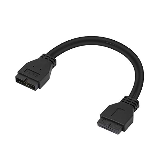 USB 3.0 Motherboard 20 Pin Extension Cable,LEIHONG USB 3.0 Motherboard 20 Pin 24/28AWG Male to Female Extension Data Cable Wiring Black-20cm