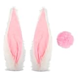 MUELODSIC 可拆卸バイクヘルメット用ラビットイヤー テールデコレーション ピンク垂れ耳ウサギ風アクセサリー しっかり装着耐久素材 スクー