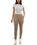 Zac & Rachel Women's Brushed DTY Jogger with Pocket and Ankle Slit Detail, Mushroom, L