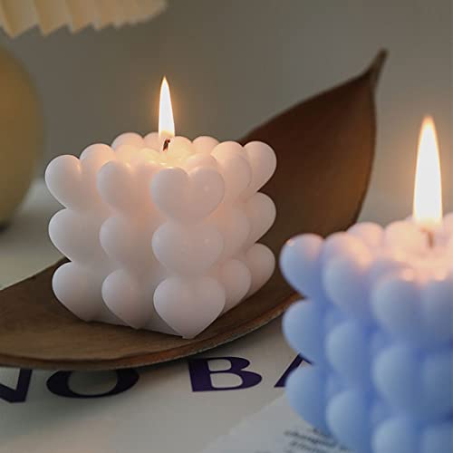 Ovatt 3D Heart-Shaped Cube Candle Mold, Food Grade Silicone Bubble Candle Mold For Crafts, Diy Soaps, Candles And Cake Decoration #TOP1
