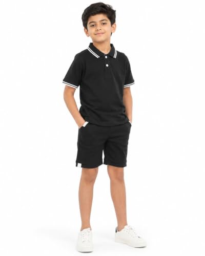Image of Cotton Polo T-Shirt for Kids Boys Girls Half Sleeve, Regular Fit Tees for Boys Collared Casual Tshirts | Soft & Breathable Biowash Fabric | Half Sleeve