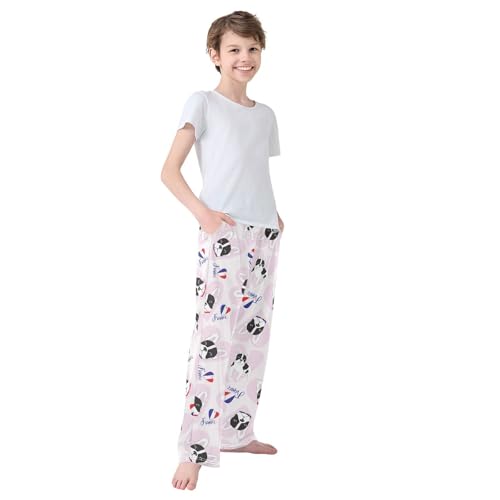 Boys' Pants French Bulldog Dog Heart Long Bottoms Jogger Pants Elastic Waist Trousers with Pockets S-XL4