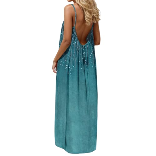 Image of HTHLVMD Backless Cami Dress Summer Dresses for Women 2026 Spaghetti Strap Dresses Womens Solid Color Backless Cami Dress