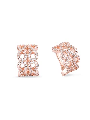 Ami Rose Gold Dazzling Cubic Zirconia Bling Cuff Earrings For Women-ZPFK20899 Deal