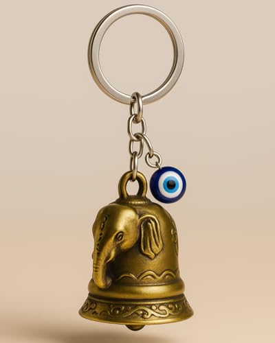 Image of Tiny Tim Guardian Bell with Evil Eye Charm - Protective Motorcycle & Car Accessory - Tibetan-Inspired Design - Wards Off Negative Energy - Ideal Gift for Bikers & Travelers