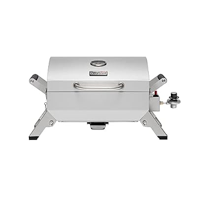 Grills House Stainless Steel Portable Grill with Two Handles and Travel Locks, Tabletop Propane Gas Grill with Folding Legs, 10000 BTU, for Picnic Cookout, GT2001, Silver