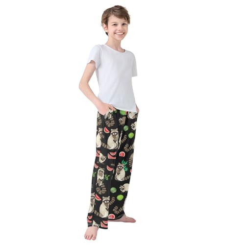 Boys' Pants Raccoon Watermelon Cute Animal Pattern Long Bottoms Jogger Pants Elastic Waist Trousers with Pockets S-XL4