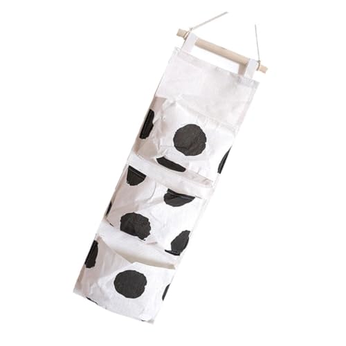 Unomor 1Pc Lovely Cartoon Hanging Pouch Multi Purpose Sundries Holder for Wall Mounting for Student Dorms Cloth Material Space Saving Design Easy to Clean White