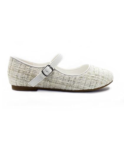 Girls' Tweed Mary Jane Flats - Versatile Buckled Strap Shoes for Special Occasions2