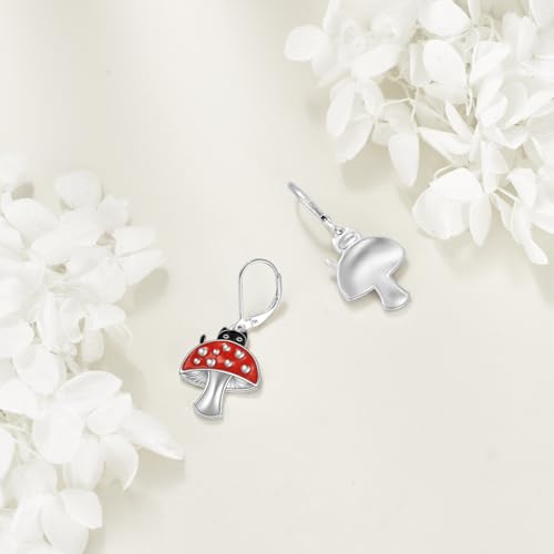 Boucles d'oreilles champignon argent sterling 925 bijou chat noir femme - 2