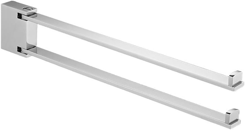 Porte-serviettes pivotant 2 barres gain de place cintre pliant gris