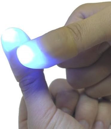 2 Pcs Thumb Light Magic Finger Light Up Thumb Tips LED Finger Lamp Thumbs Light Party Magic Stage Tricks Performance Props Tool for Funny Novelty Toy Kits (Blue)