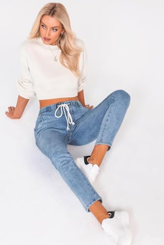 Damen Lässig High Waist Jeans Damen Jeans Stretch Damen Elastische Jeans Damen Straight Jeans – Bild 5