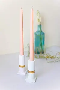 Dwell dapper Cement Concrete Candle Holder (White) - Set of 2