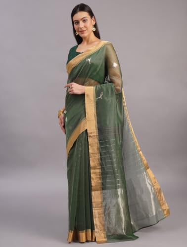 Jaypore green chanderi silk saree – image 2