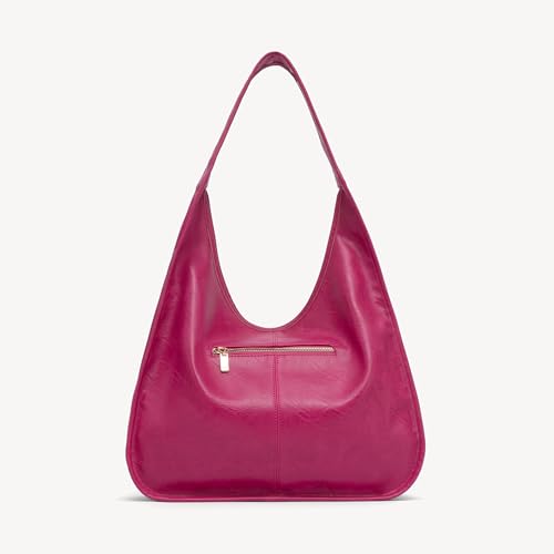 Image of NEWBELLA Hobo Purse, PU Leather Shoulder Bag, Tote Handbag for Work and Travel (Rose Red)