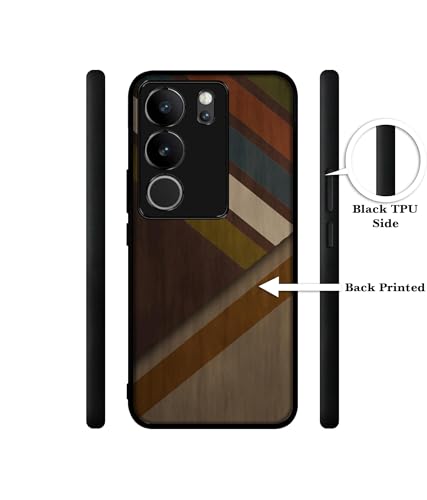 Image of Colorful Wooden Pattern Design Premium 2D Printed Metal Back Case Cover for Vivo V29 5G / V29 Pro 5G