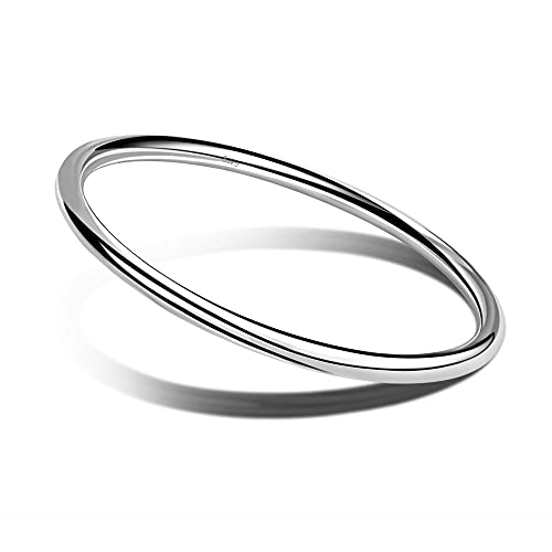 Meilanduo Solid 925 Sterling Silver 4Mm High Polished Round Circle Bangle Shiny Minimalist Bangle Bracelet For Women Girls (68Mm For Large Wrists) #TOP10