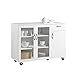 SoBuy FSB57-W Aparador de Cocina con 2 Cajones 2 Puertas de Vidrio Muebles Auxiliar de Almacenaje para Comedor Salón 116 x 86 x 40 cm ES(116 x 40 x 86 cm)