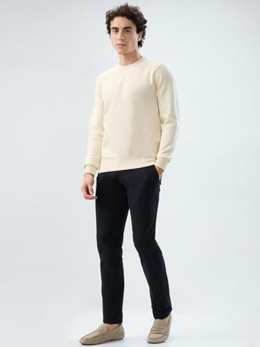 Image of Park Avenue Men Slim Fit Solid Pattern Cotton Polyester Blend Round Neck Full Sleeve Casual Sweatshirt