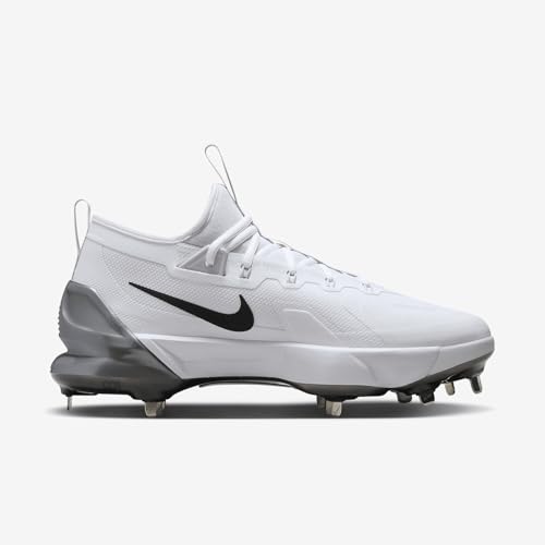 Nike Force Zoom Trout 9 Elite Baseball Cleats (FB2906-102, White/Black/Pure Platinum/Metallic Silver) Size 12
