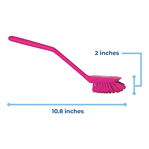 Image of Vikan 42371 Brush,Dish,Scraping Edge,Medium,11 inch,PP /PBT,Pink