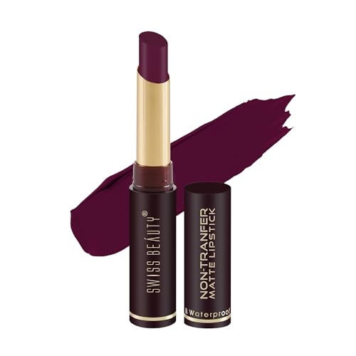 Image of Swiss Beauty Non-Tranfer Matte Lipstick, Smooth & Waterproof, Murphy Brown, 2g