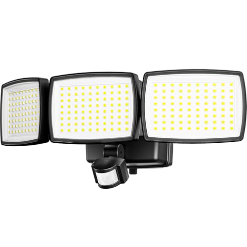 240 LED Bewegungsmelder Aussen Batterie 1500 Lm Strahler mit Bewegungsmelder Batteriebetriebene Aussenlampe IP65 Wasserdichte Sicherheitsleuchten Außenwandleuchten für Garage Garten Hof 1 Packung