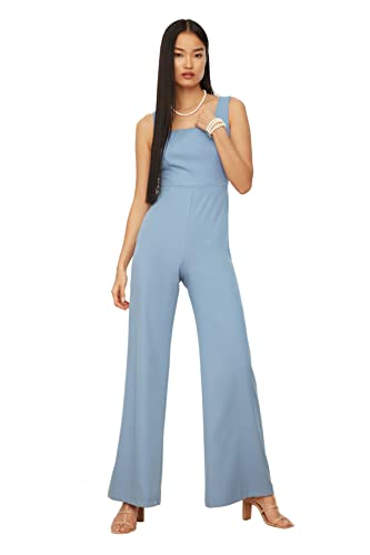 TRENDYOL Damen Square Collar Jumpsuit. Overall, Blau, 42 EU