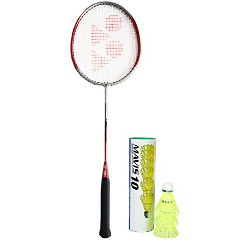 Image of Yonex GR 301 and Mavis 10 Aluminum Strung Badminton Racquet(Red) with Head Cover