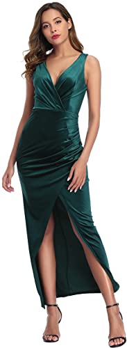 Babalet Women's Elegant Velvet Formal Dress Bodycon Evening Prom Sleeveless