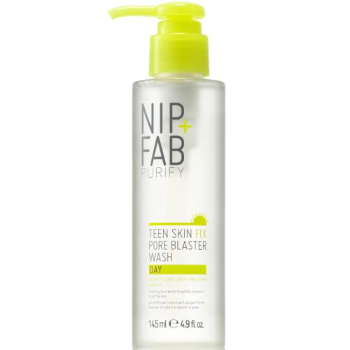 Nip + Fab Teen Skin Fix Pore Blaster Day Face Wash with Wasabi Extract and Vitamin E Cleansing Micellar Gel Facial Cleanser for Oil Control Refining Minimizing Pores 145ml